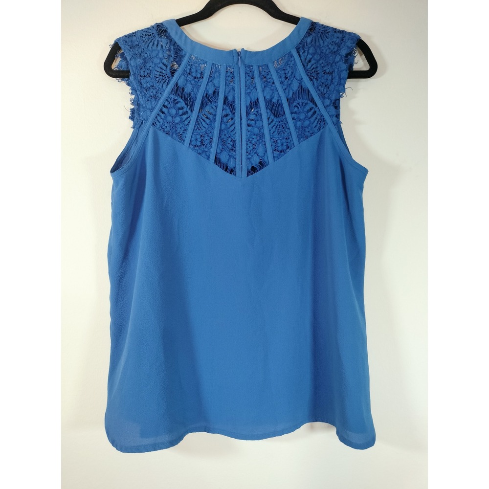 Brixon Ivy Blue Lace Yoke Sleeveless Blouse Top (fits small)